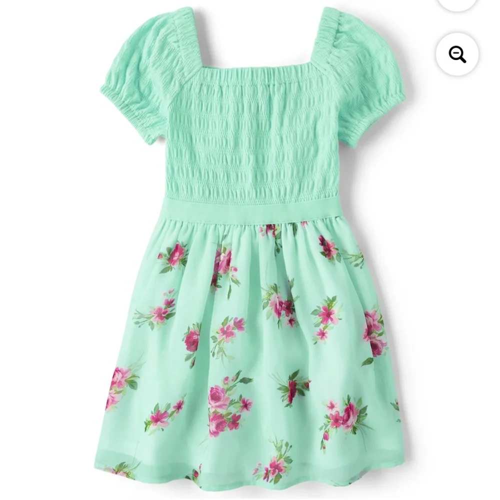 The Children’s Place Girls Mint Floral Dress Size Small (5-6) NWT